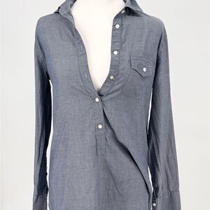 Women’s J. Crew Blue Chambray Tunic Top with Relaxed Fit Sz XS EUC preppy summer